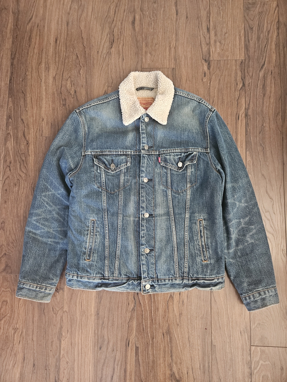 Levi's Blue Denim Jacket Sherpa Collar Mens Large